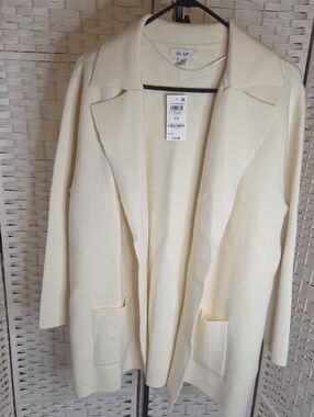 ON 34th Cream Open-Front Knit Blazer Cardigan